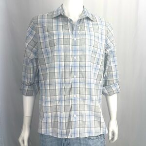 Michael Kors Light Blue and Gray Checkered Shirt